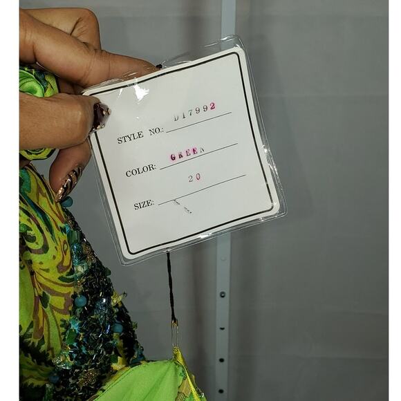 Dolce Jovani Green Beaded Halter Evening Dress Size 20 NWT - Picture 6 of 6